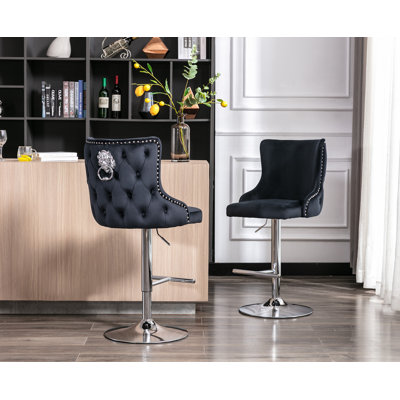 Glazer Swivel Upholstered Adjustable Height Bar Stool