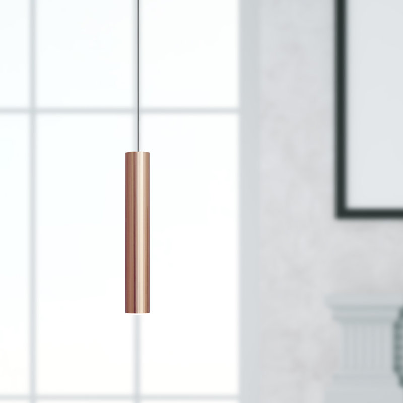 Luminaire suspendu à cylindre simple 1 lumière Chambery, Cuivre