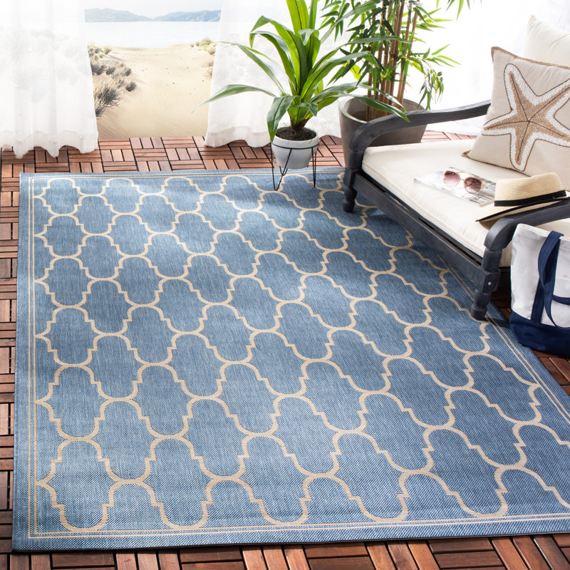 Tapis d'intérieur / extérieur à motif géométrique Reid Performance, Rectangle 4 pi x 5 pi 7 po