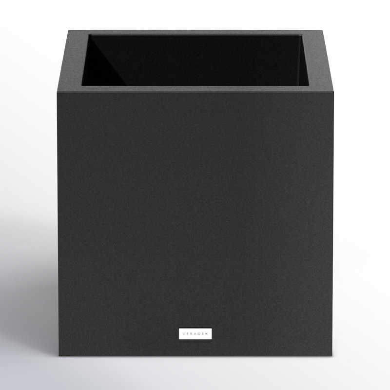 Block Series Cube Planter, 18.25" H x 17" W x 17" D, Black