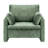 Green Accent Chair, Modern Upholstered Accent Chair with Armrests, Cloth Arm Chairs with Thick Cushion and Arched Backrest, Single Fabric Armchair for Living Room, Bedroom, Study, Office