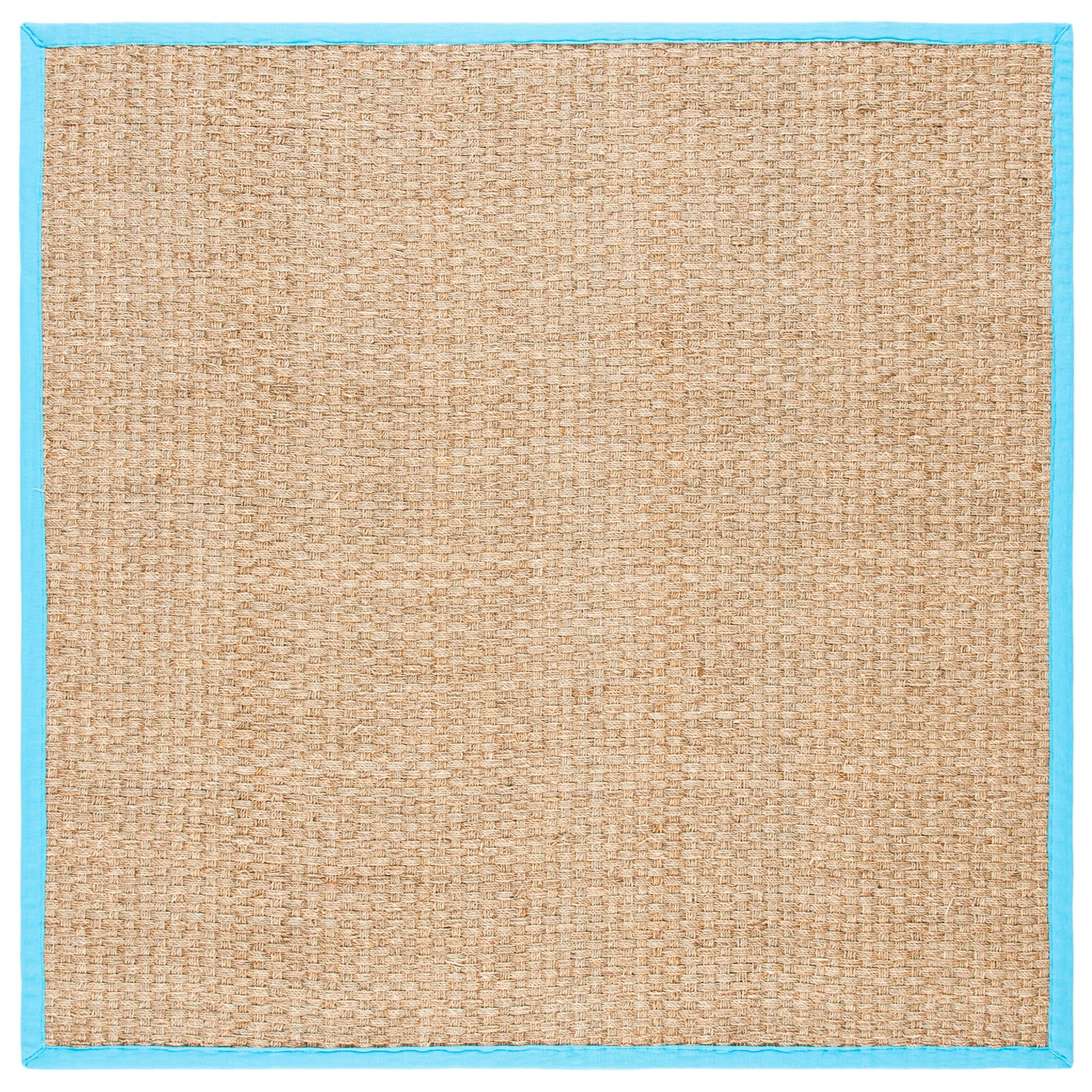 Auckland Bamboo Natural/Turquoise Area Rug, Square 6'