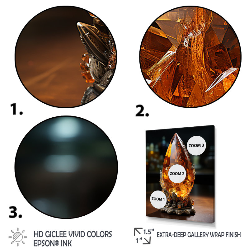 Citrine de pierre spirituelle orange et noire II sur toile, Cadre flottant noir, H 32 po x l 24 po x P 1 po