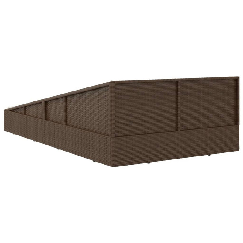 Lit de jour d'extérieur jardin, coussins en polyester blanc, rotin de polyester brun