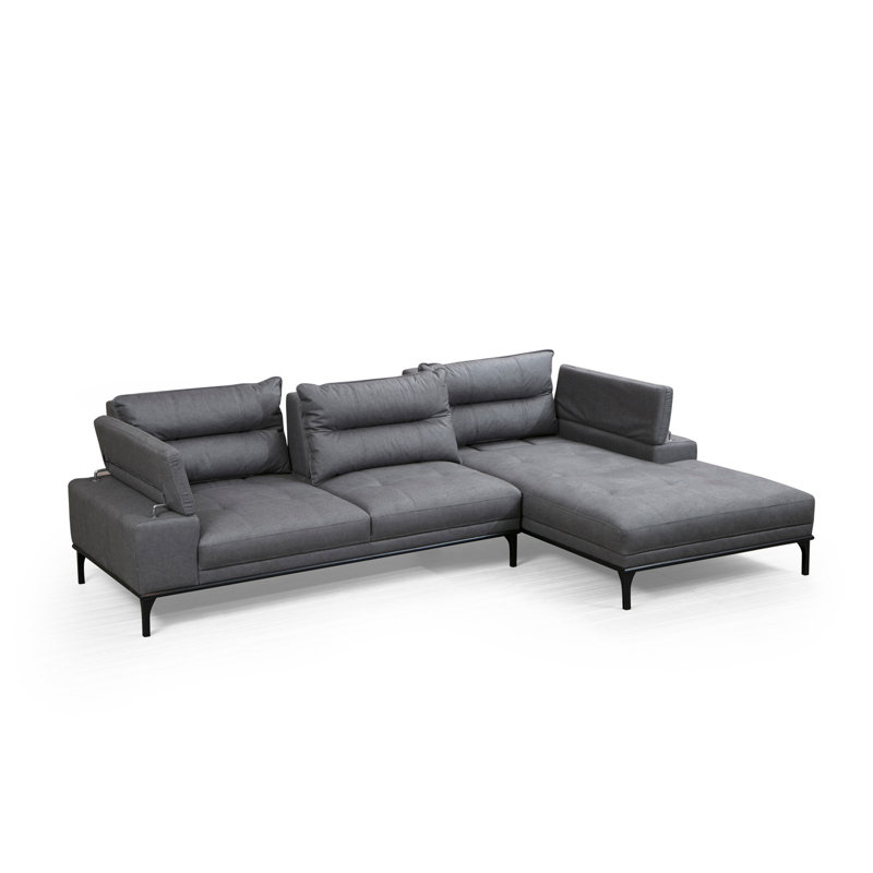 Canapé modulaire à angle large 121,65 po, gris, Face à la droite