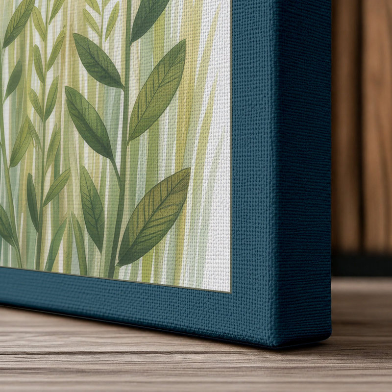 Three Grain Stalks Botanical 1 Piece Wrapped Canvas Wall Art, 30x20 - 76.2 x 50.8 cm, Teal Border