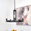 Lustre suspendu rustique à roulettes 23 pouces à 5 lumières de style campagnard, avec îlot de cuisine rond, hauteur réglable, finition noire
