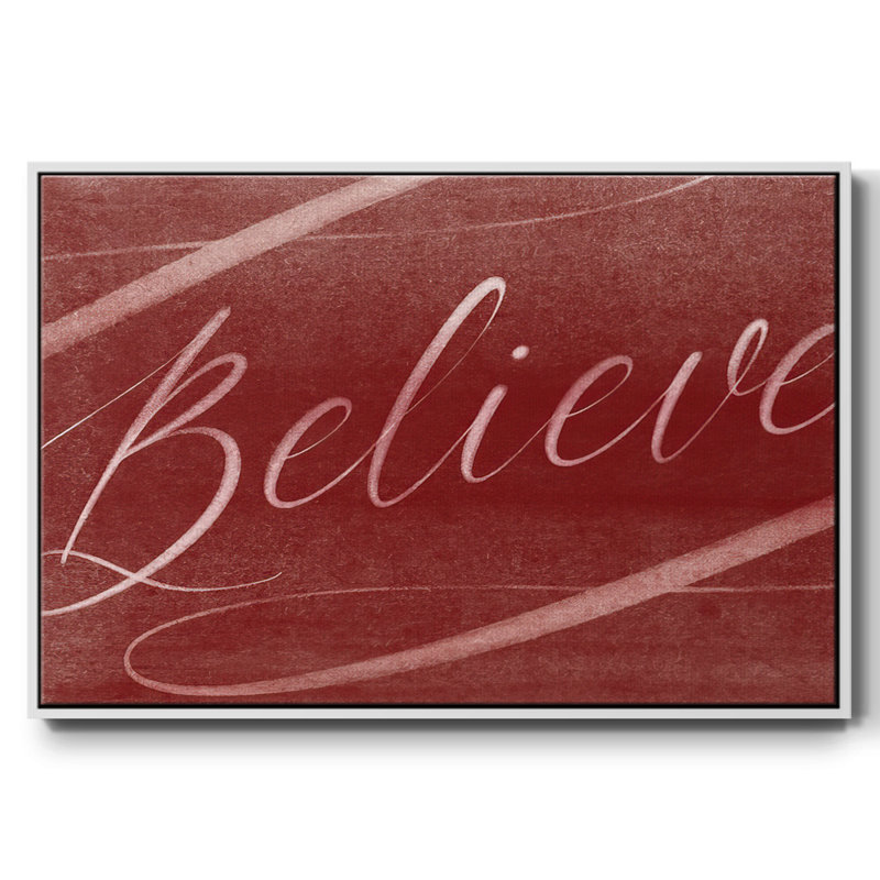 Toile tendue avec châssis Believe, H 17 po x l 25 po x P 1,5 po, Cadre flottant blanc