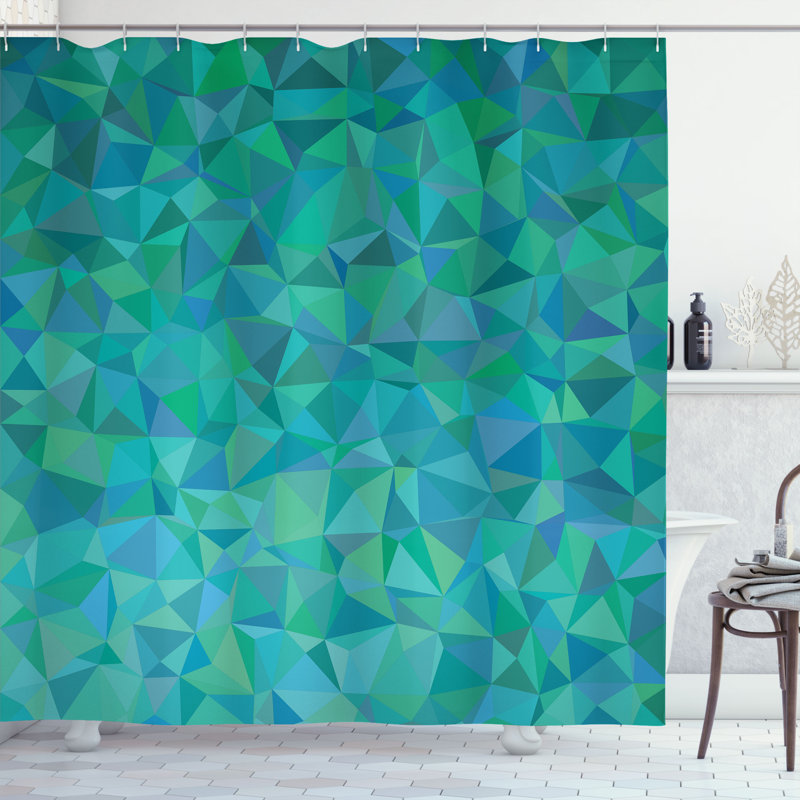 Geometric Shower Curtain with Hooks Included, 75" H x 69" W