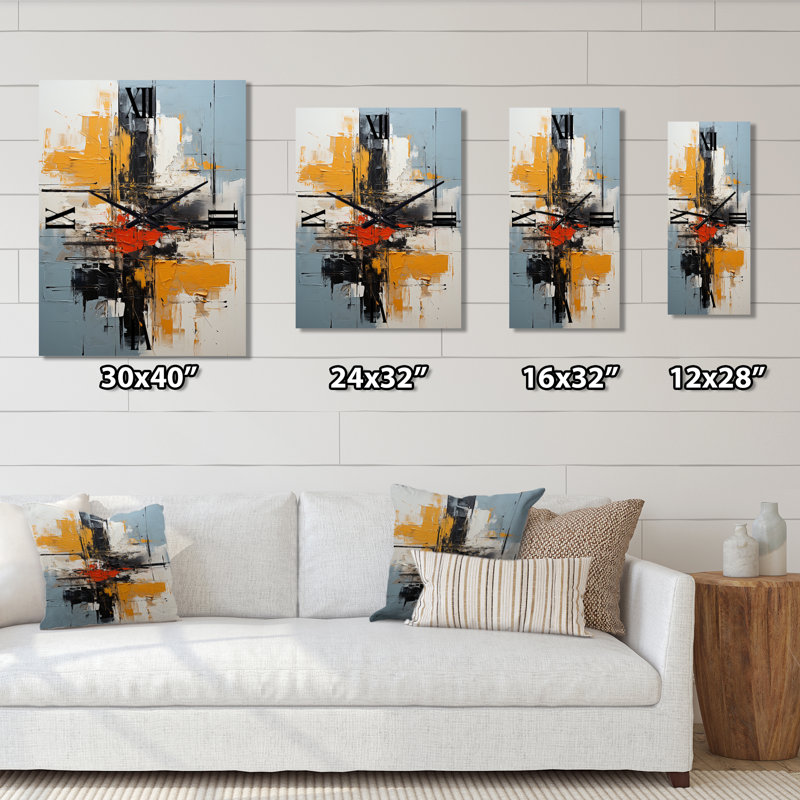 Décodeur de champs de couleurs minimalistes abstraits I - Peinture abstraite horloges murales, Très grand