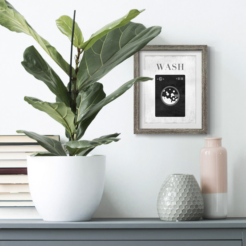 " Wash ", Distressed Silver Framed Paper, White