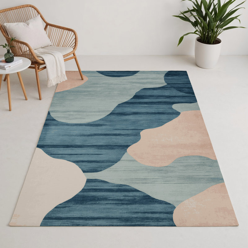 Tapis intérieur et extérieur gris Watercolor, Rond 5 pi