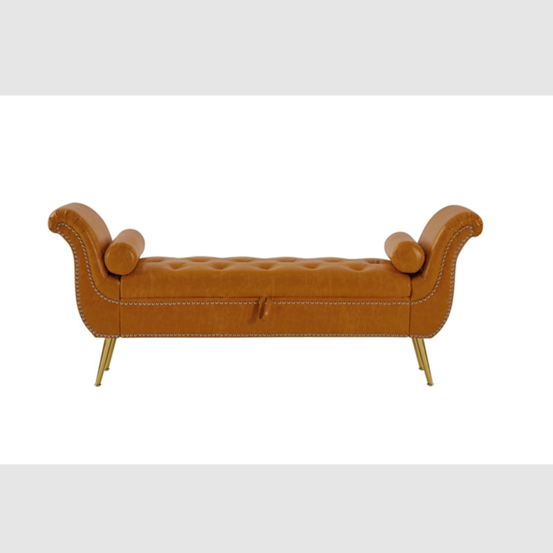 Kilner Faux Leather Upholstered Storage Bench, Brown
