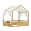 Support pour enfants Montessori, structure à auvent en bois avec garde-corps de sécurité et porte, guirlande lumineuse et bibliothèque intégrées, support à profil bas, aucun sommier nécessaire-134009163