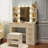 Vanity Table With Mirror And Lights, Vanity Desk And Cushioned Stool Set With Charging Station, Storage Drawers And Transparent Tabletop For Women Girls Bedroom-1463257778