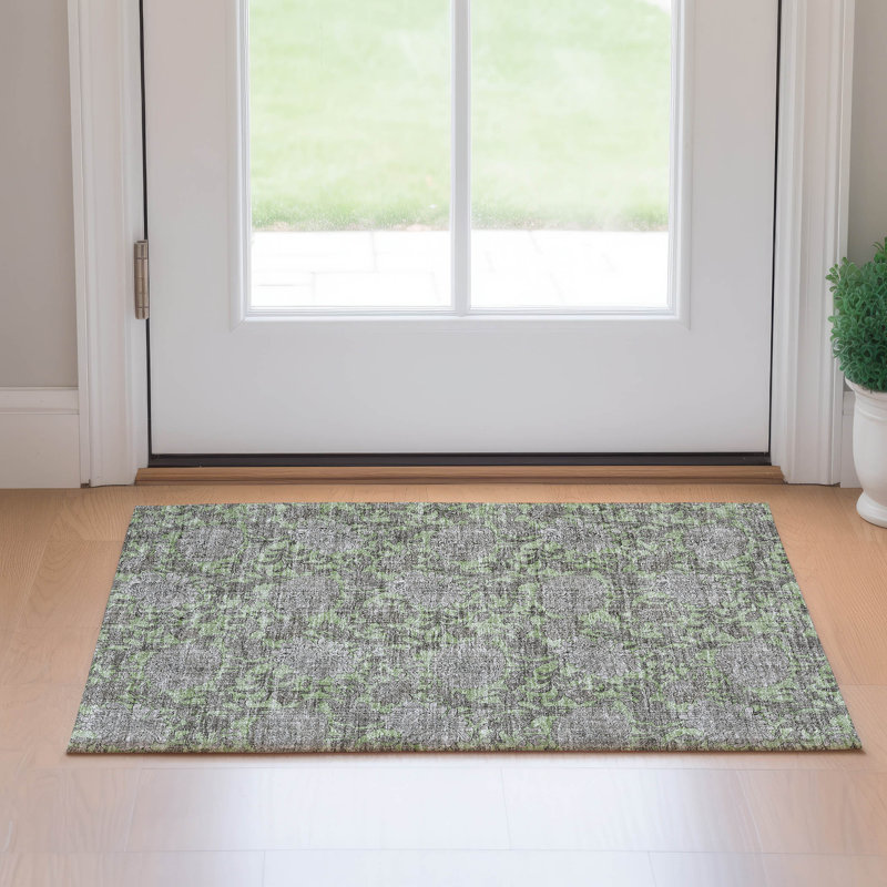 Premium Machine Washable Prisco Aloe Rug, Rectangle 1'8" x 2'6"