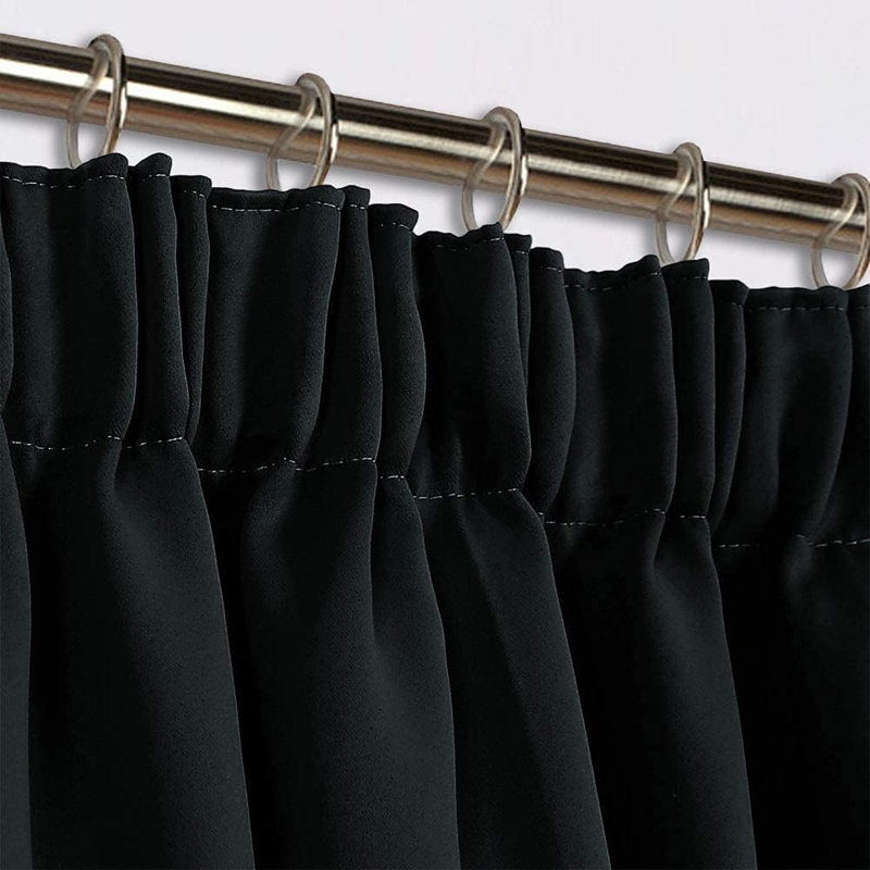Blackout Curtain Pair, Black, 117cm Width x 137cm Drop