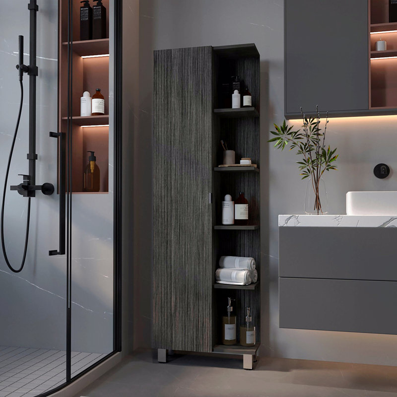 Armoire à linge à 5 tablettes, Gris