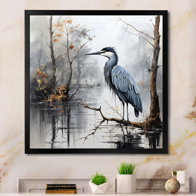 " Heron Solitary Reflections Pointillism III "