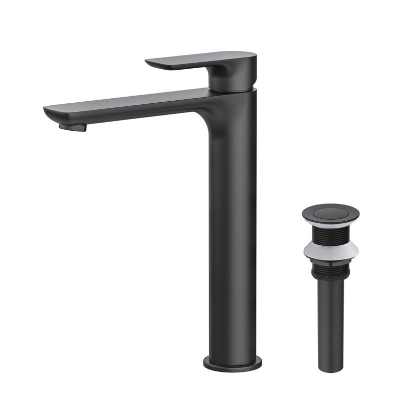 Tender Single-handle Bathroom Faucet with Drain Assembly, Matte Black