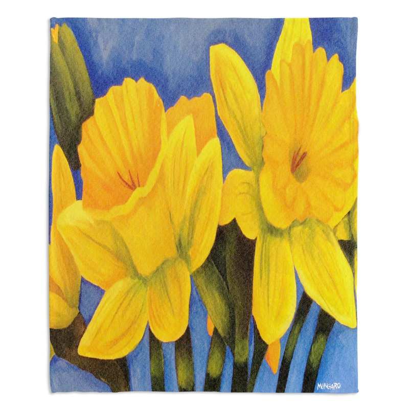  Couverture jonquilles, 68 po x 80 po