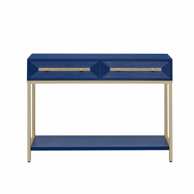 Console Table with Two Drawers, Navy