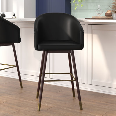 Tabouret de bar à dossier moyen de qualité commerciale avec pieds en bois de hêtre et dossier courbé