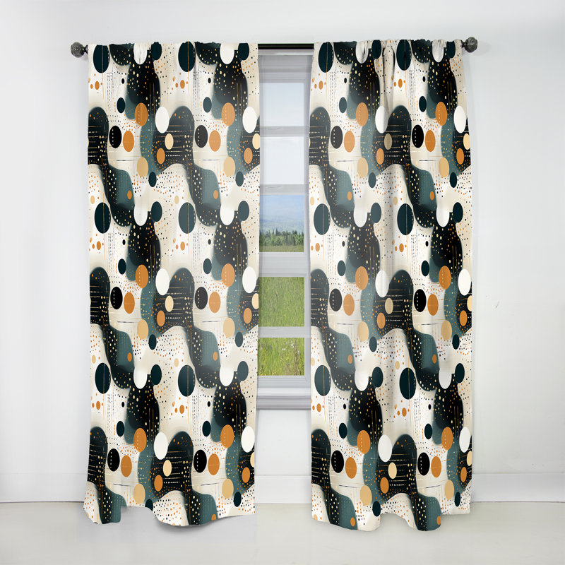 Industrial Chic Polka Dots Pattern I - Abstract Curtain - Room Darkening Curtain - 1 Panels, 52" W x 95" L