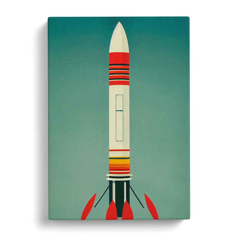 Retro Spaceship Rocket No.1 - Wrapped Canvas, 50cm H x 35cm W x 3cm D