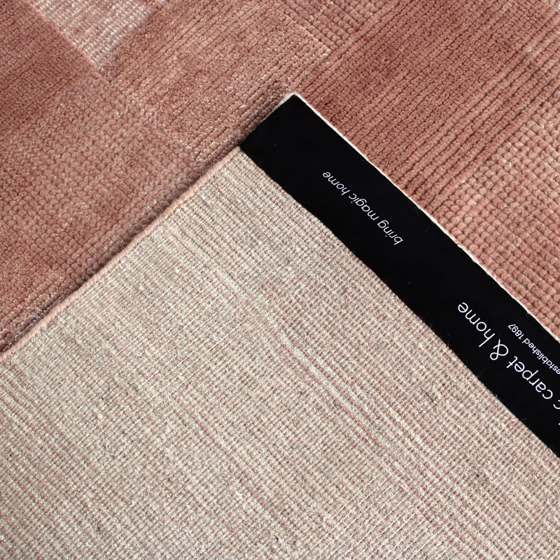 Pink Contemporary Wool Rug, Rectangle 9' x 12'