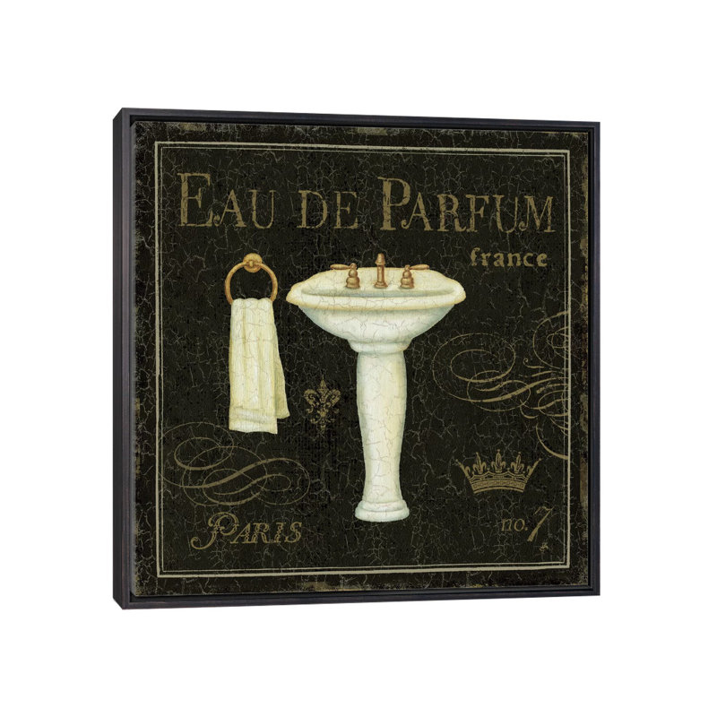 Bain de luxe III par Daphne Brissonnet-impression d’art graphique, H 18 po x l 18 po x 1,5 po, Toile avec cadre noir patiné