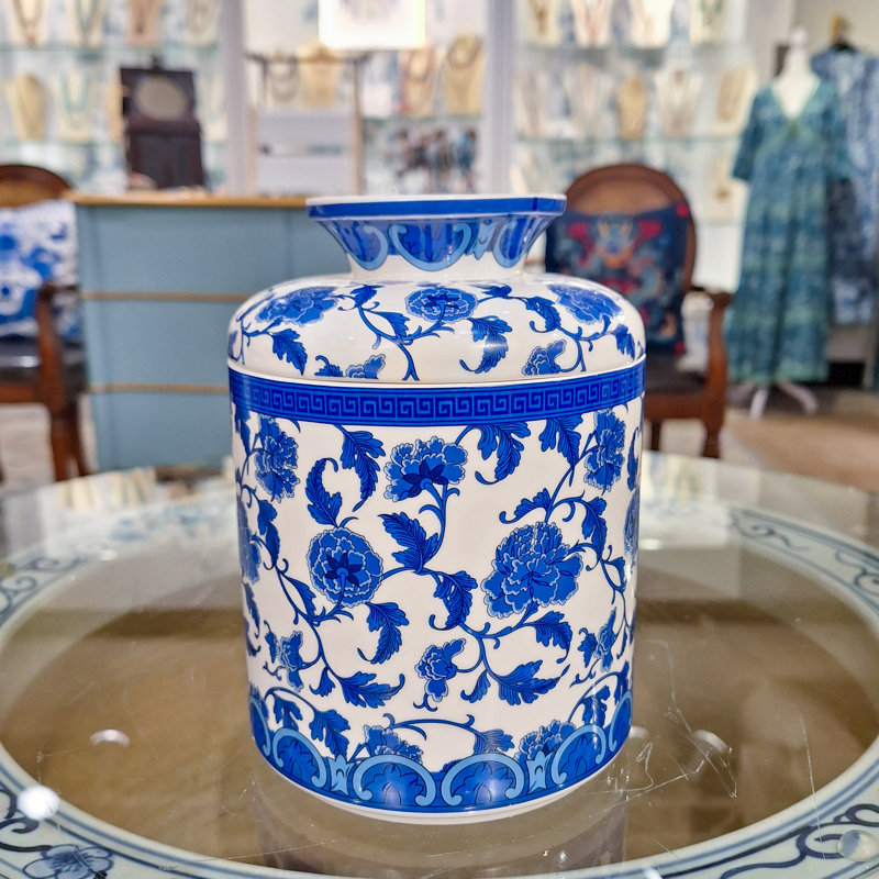 Boîte à mouchoirs en porcelaine bleue / blanche