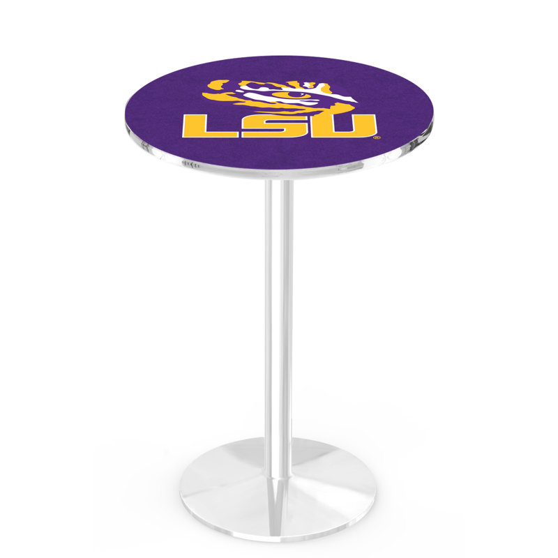 Round Metal Base Dining Table, Chrome, Louisiana State University