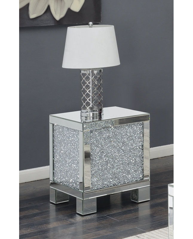 Gillian Square End Table Silver And Clear Mirror