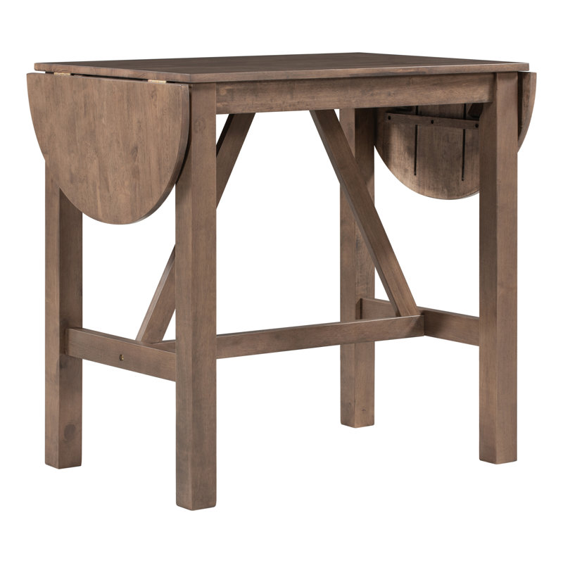 Ensemble de salle à manger à hauteur de comptoir en bois d'hévéa massif, Brun, Beige / brun, Brun