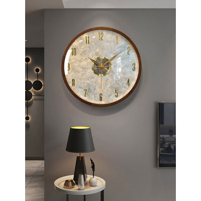 Elegant Contemporary Wall Clock with Natural Shell Dial & Gold Numerals