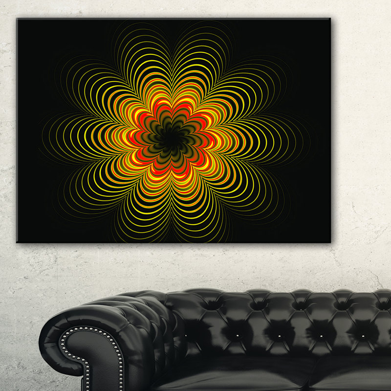 «Psychedelic Yellow Fractal Flower», impression, H 16 po x l 32 po x P 1 po, Toile tendue
