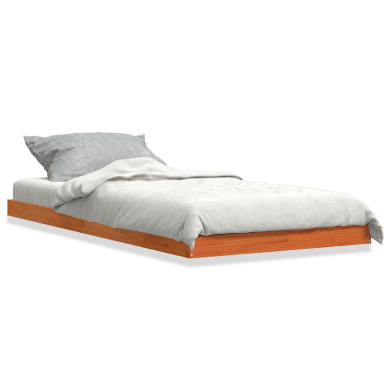 Vidaxl Bed Frame Wax Double Solid Wood Pine, Small Single (75 x 190 cm), Brown