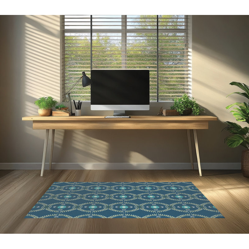 Tapis de bureau Bree, L 36 po x P 60 po, Sarcelle