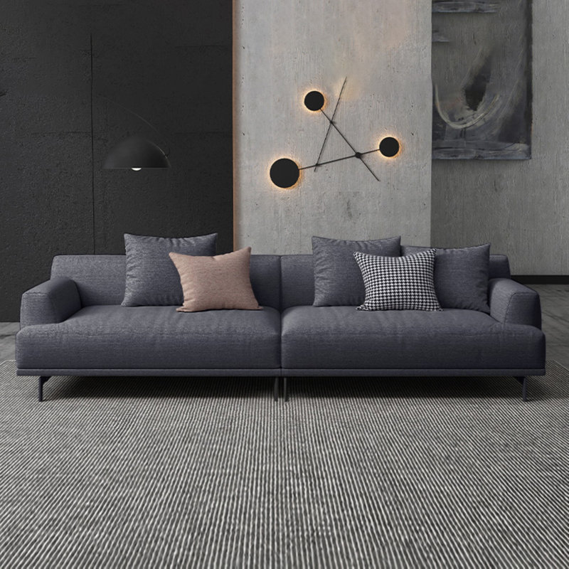Kunming Square Arm Sofa with pillows, 29.1" H x 110.2" W x 37.8" D, Beige Linen Blend