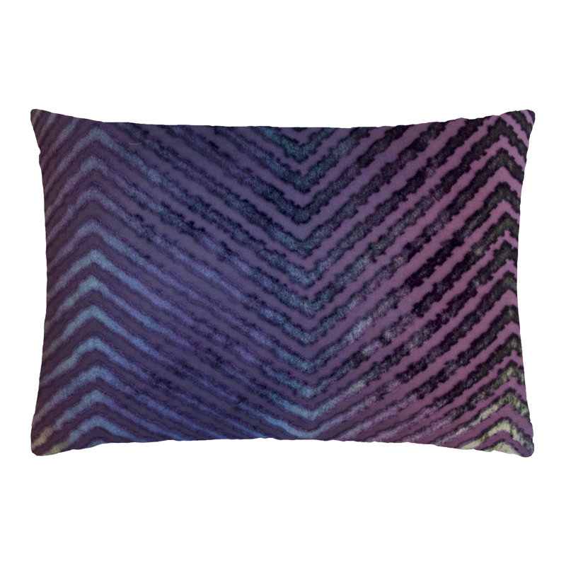 Chevron Velvet Rectangular Pillow Cover & Insert, Peacock, Rectangle 14"H x 20"W