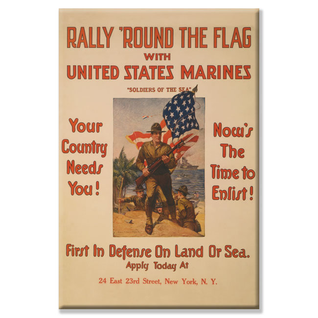 Rally arrondir l’indicateur avec les états-unis marines affiche rétro sur toile tendue, H 36 po x l 24 po