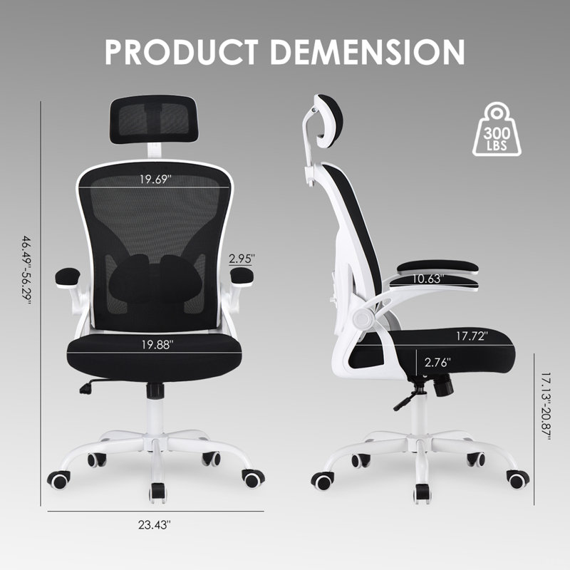Ergonomic Office Chair, Home Office Desk Chair With Headrest, High Back Computer Chair With Armrests And Adjustable Lumbar Support For Home Office Study Room