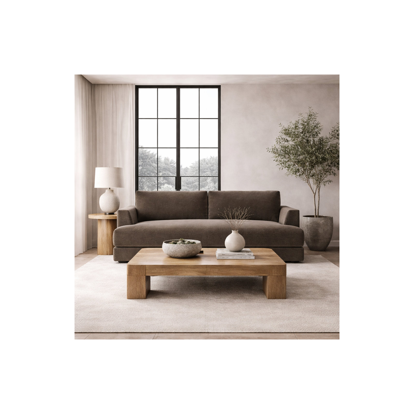 Laguna 96" Upholstered Sofa, Nave Bark Performance Distressed Velvet