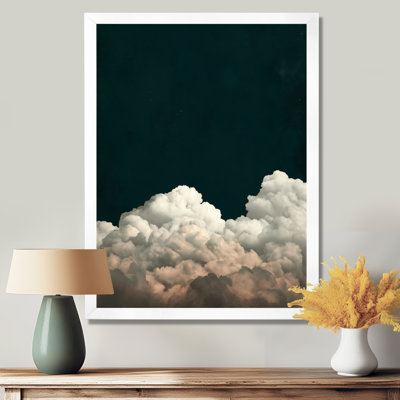 Fluffy White Clouds In The Sky - Clouds Framed Wall Art, White Minimalist Canvas Print