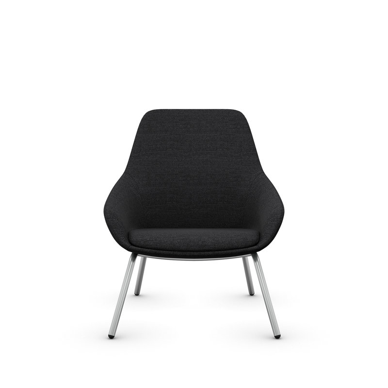 Lilly Upholstered Lounge Chair from 9to5 Seating, Silver, Black Polyester Blend