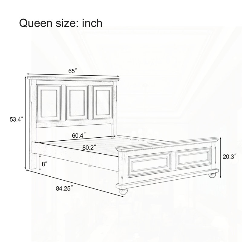 Structure de lit Country Style, Brun, Grand