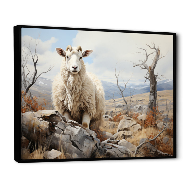 Sheep Serenade Of Silence I sur impression sur toile, H 34 po x l 44 po x P 1,5 po, Cadre flottant noir