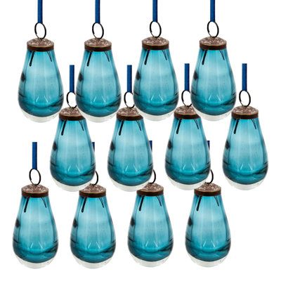 Ornement en forme de goutte de larme 2 po x 2 po x 3,7 po, décorations suspendues en verre pour décorations de fêtes, lot de 12