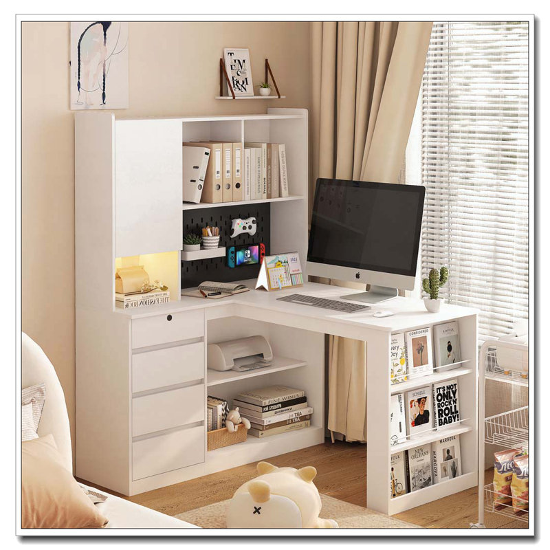L Shaped Desk, White2